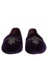 Dolce & Gabbana Violet Suede Embellished Dress Loafers Men's Shoes