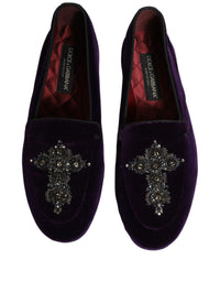 Dolce & Gabbana Violet Suede Embellished Dress Loafers Men's Shoes
