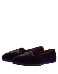Dolce & Gabbana Violet Suede Embellished Dress Loafers Men's Shoes