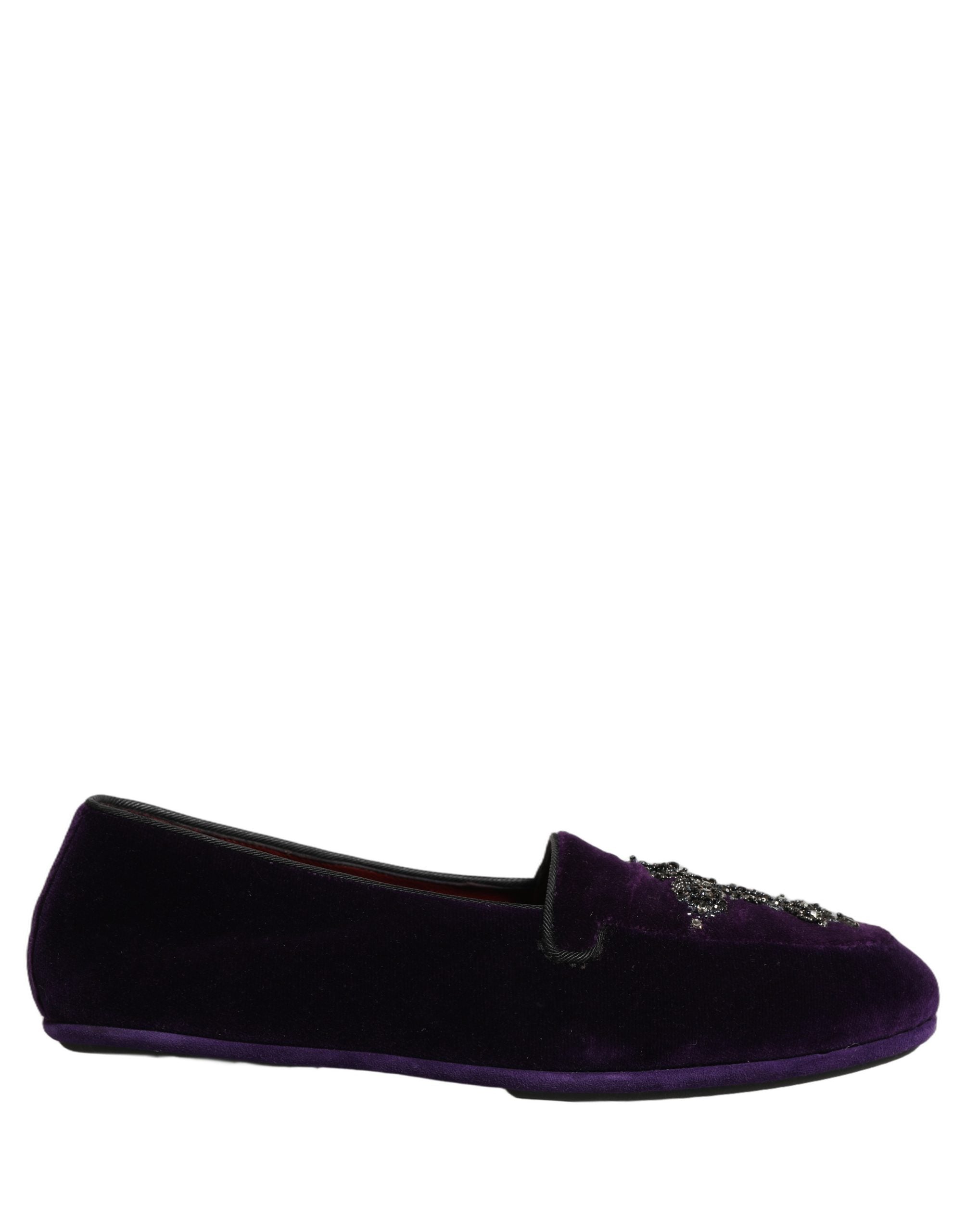 Dolce & Gabbana Violet Suede Embellished Dress Loafers Men's Shoes