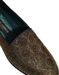 Dolce & Gabbana Gold Lurex Glitter Men Slip On Loafers Men's Shoes