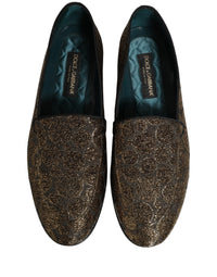 Dolce & Gabbana Gold Lurex Glitter Men Slip On Loafers Men's Shoes