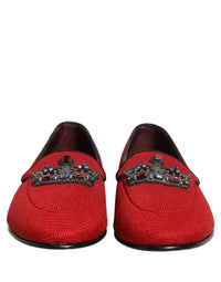 Dolce & Gabbana Red Crown Embellished Dress Loafers Men's Shoes