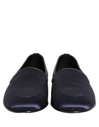 Dolce & Gabbana Navy Blue Satin DG Logo Dress Loafers Men's Shoes