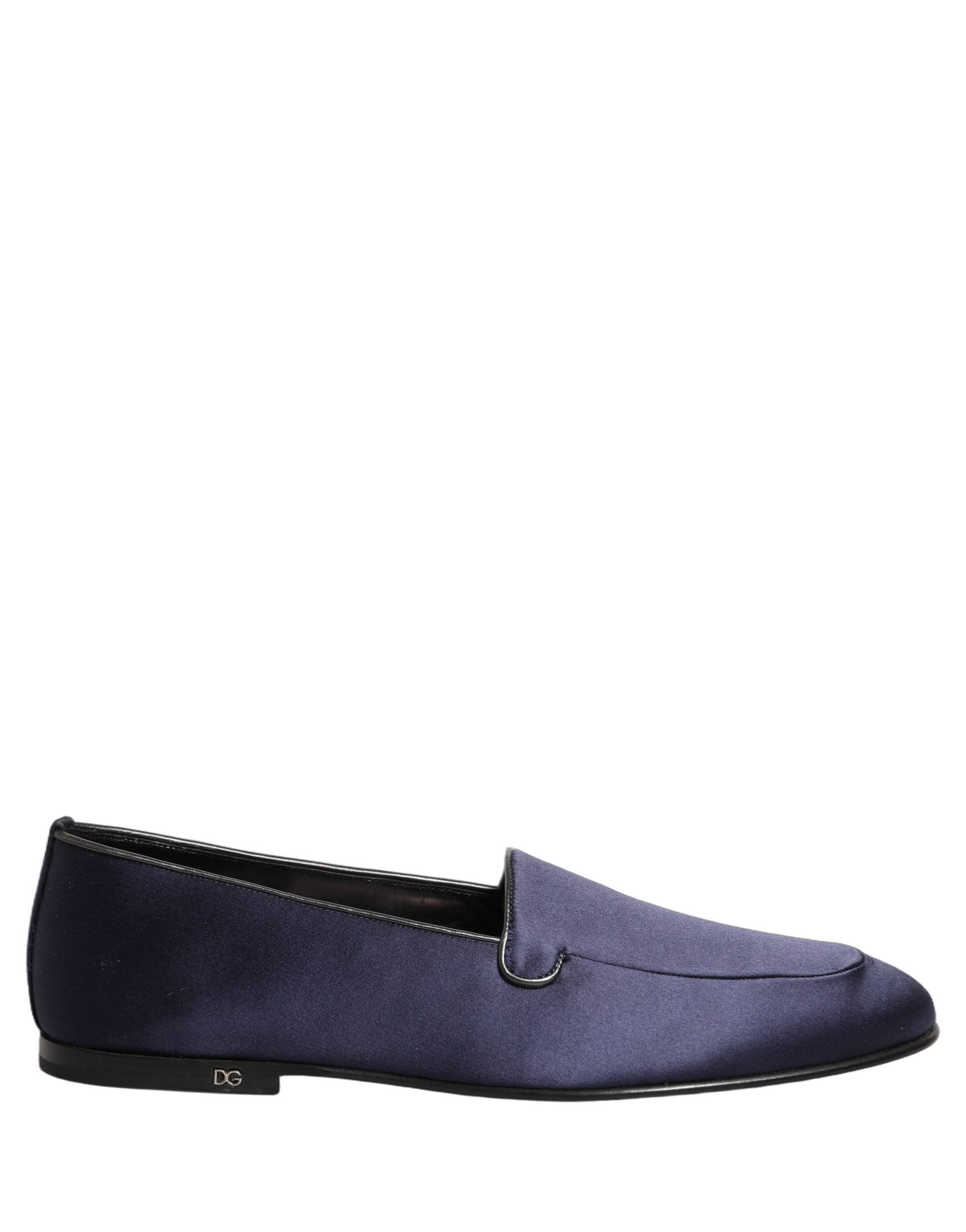 Dolce & Gabbana Navy Blue Satin DG Logo Dress Loafers Men's Shoes