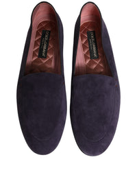 Dolce & Gabbana Violet Velvet Slip On Men Flats Loafers Men's Shoes