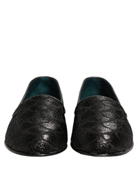 Dolce & Gabbana Black Glitter Brocade Men Dress Loafers Men's Shoes