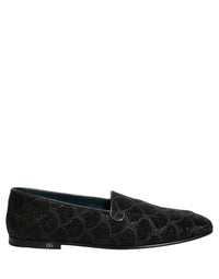 Dolce & Gabbana Black Glitter Brocade Men Dress Loafers Men's Shoes