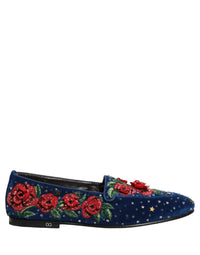Dolce & Gabbana Blue Velvet Floral Slip On Dress Loafers Men's Shoes –  Bluefly