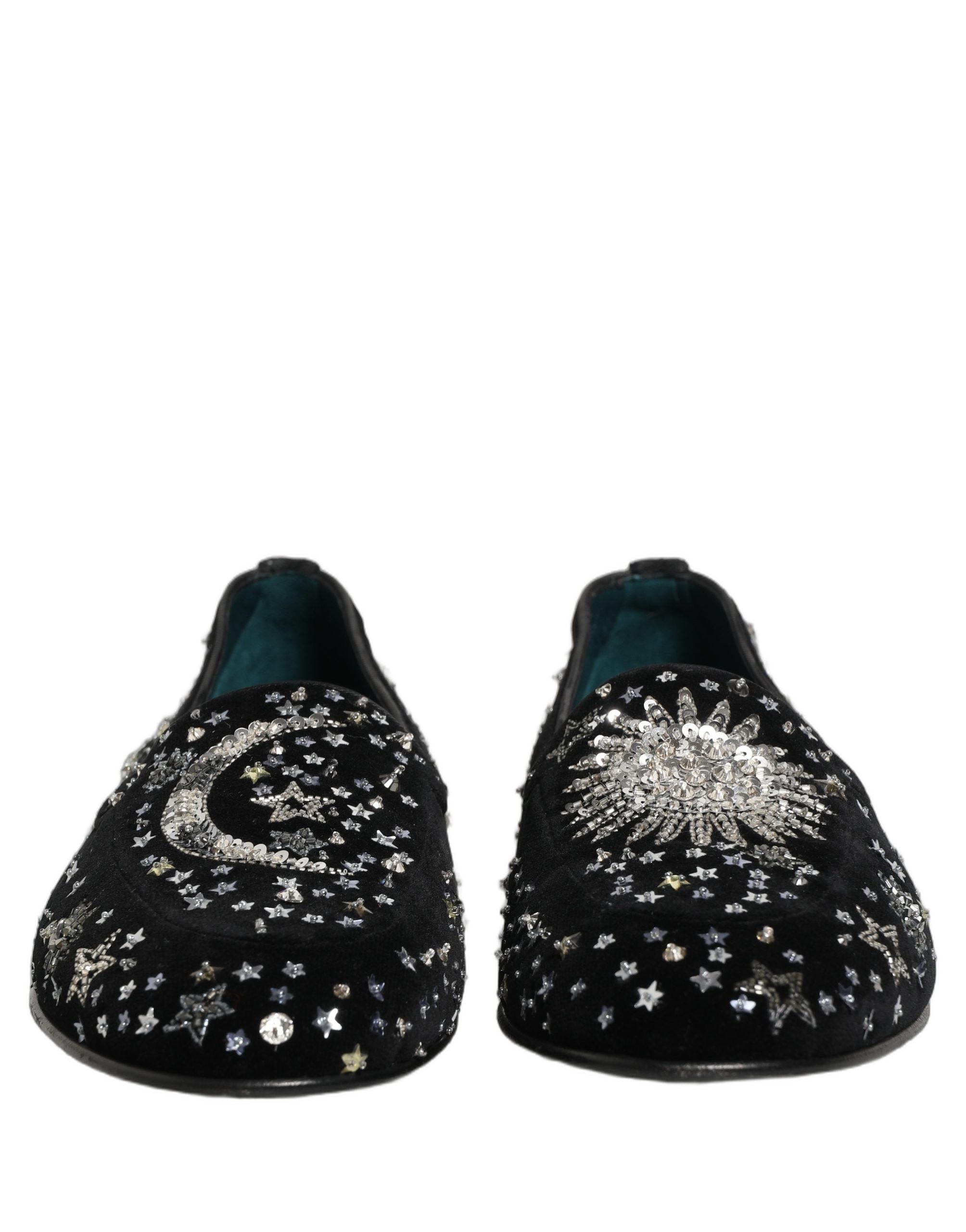 Dolce & Gabbana Black Crystal Embellished Dress Loafers Men's Shoes