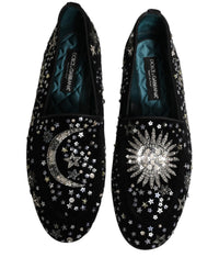Dolce & Gabbana Black Crystal Embellished Dress Loafers Men's Shoes