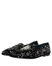Dolce & Gabbana Black Crystal Embellished Dress Loafers Men's Shoes