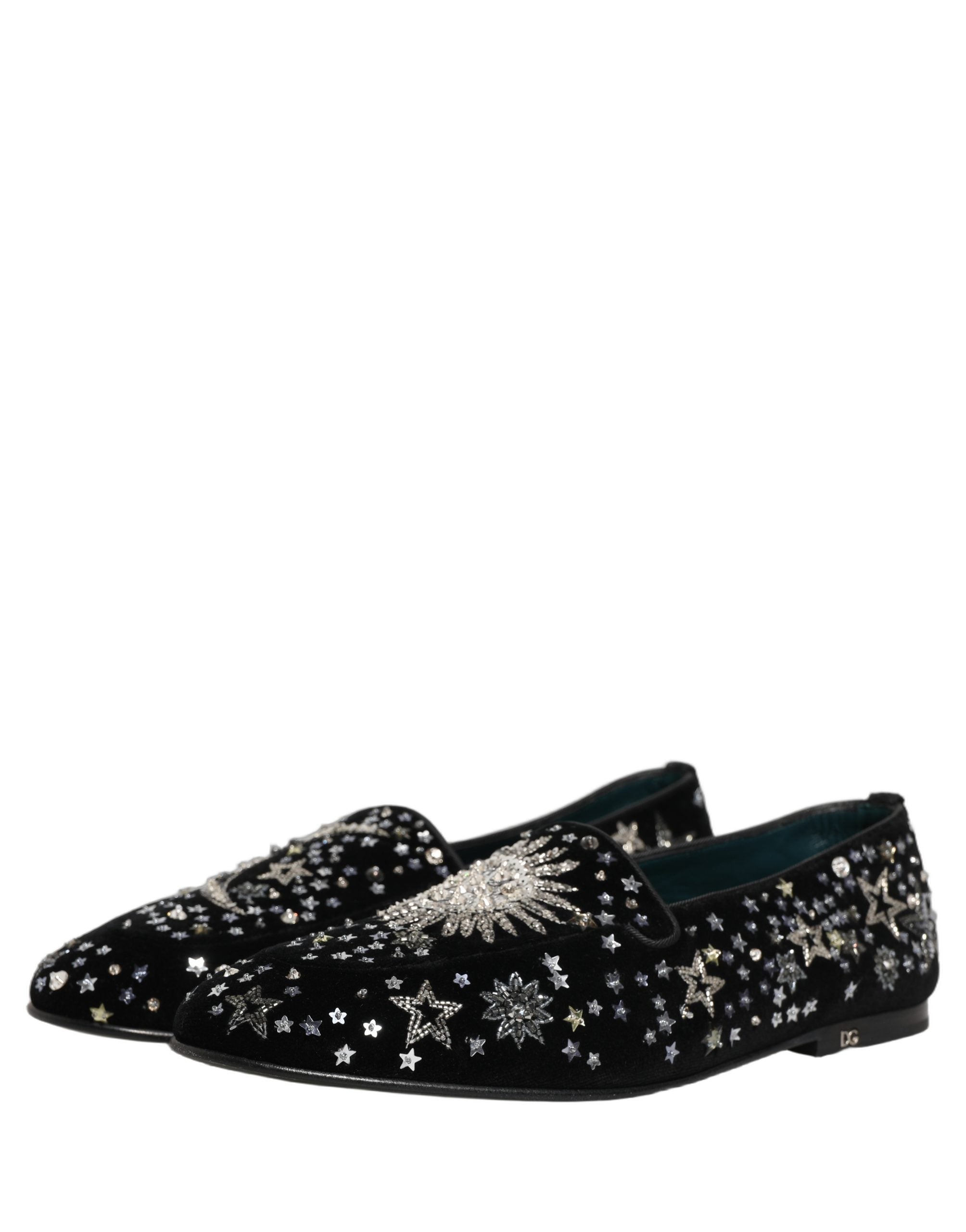 Dolce & Gabbana Black Crystal Embellished Dress Loafers Men's Shoes