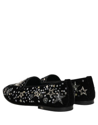 Dolce & Gabbana Black Crystal Embellished Dress Loafers Men's Shoes
