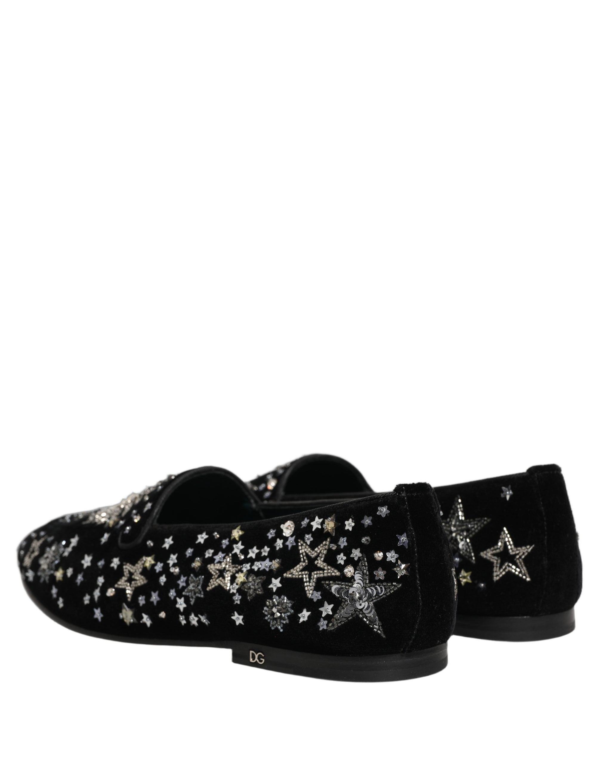 Dolce & Gabbana Black Crystal Embellished Dress Loafers Men's Shoes