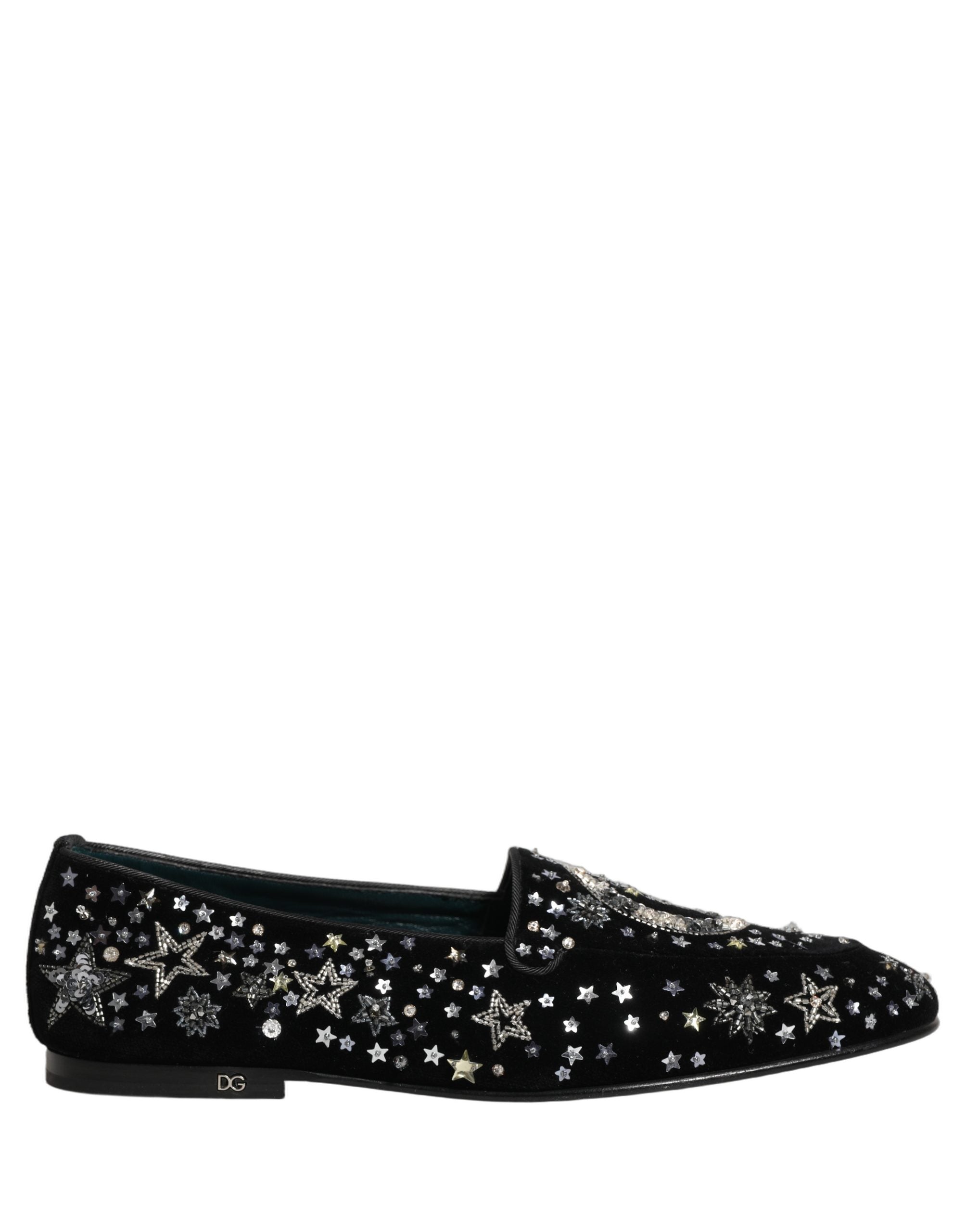 Dolce & Gabbana Black Crystal Embellished Dress Loafers Men's Shoes