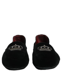 Dolce & Gabbana Black Crown Embellished Dress Loafers Men's Shoes