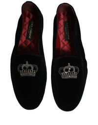 Dolce & Gabbana Black Crown Embellished Dress Loafers Men's Shoes