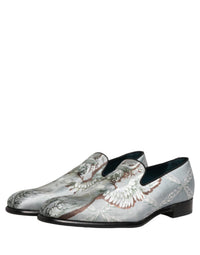 Dolce & Gabbana Gray Baroque Angel Velvet Men Loafers Men's Shoes