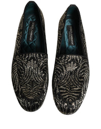 Dolce & Gabbana Black Silver Embellished Dress Loafers Men's Shoes