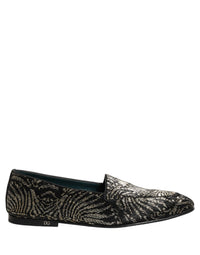 Dolce & Gabbana Black Silver Embellished Dress Loafers Men's Shoes