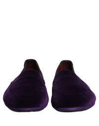 Dolce & Gabbana Violet Velvet Slip On Men Flats Loafers Men's Shoes