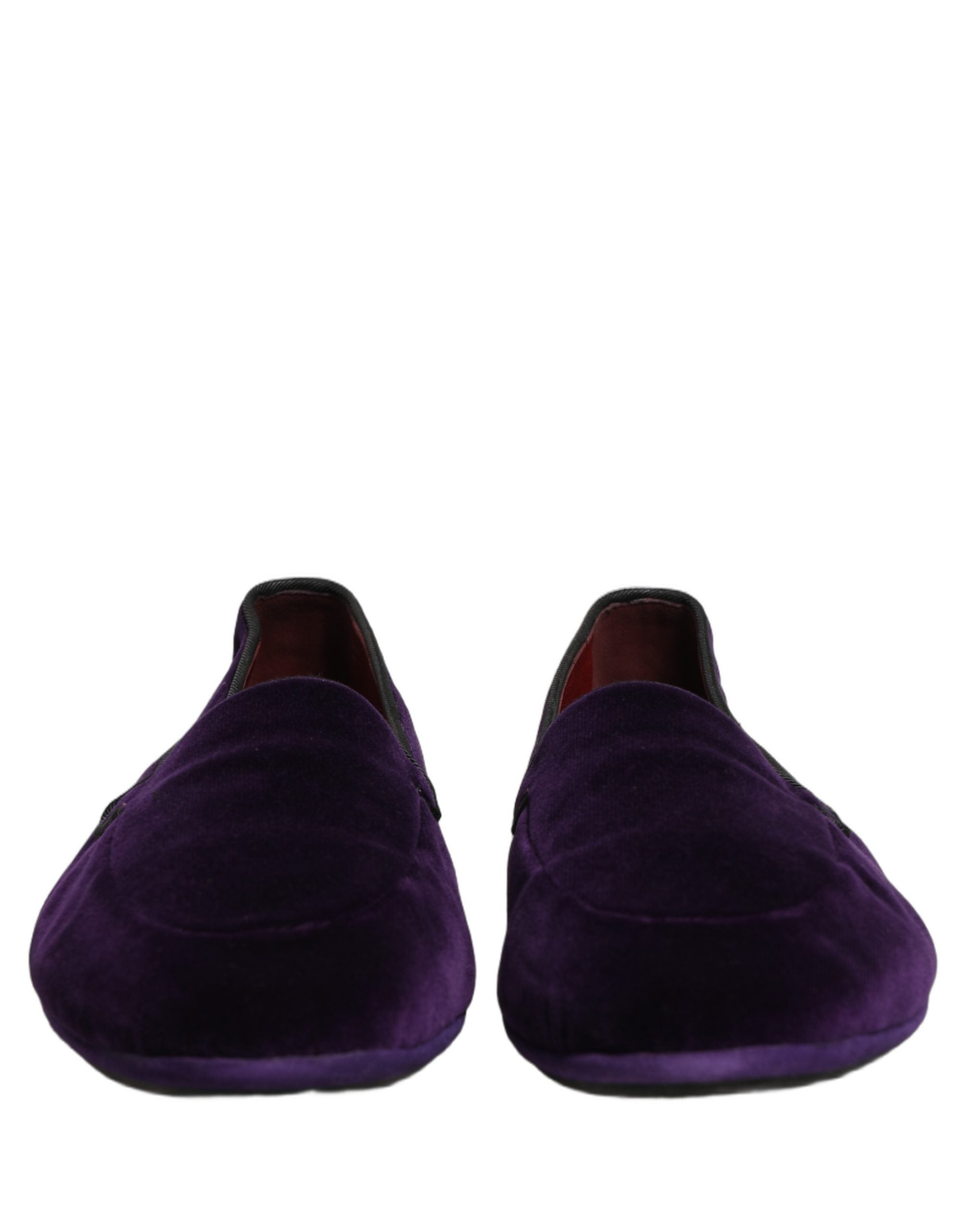Dolce & Gabbana Violet Velvet Slip On Men Flats Loafers Men's Shoes
