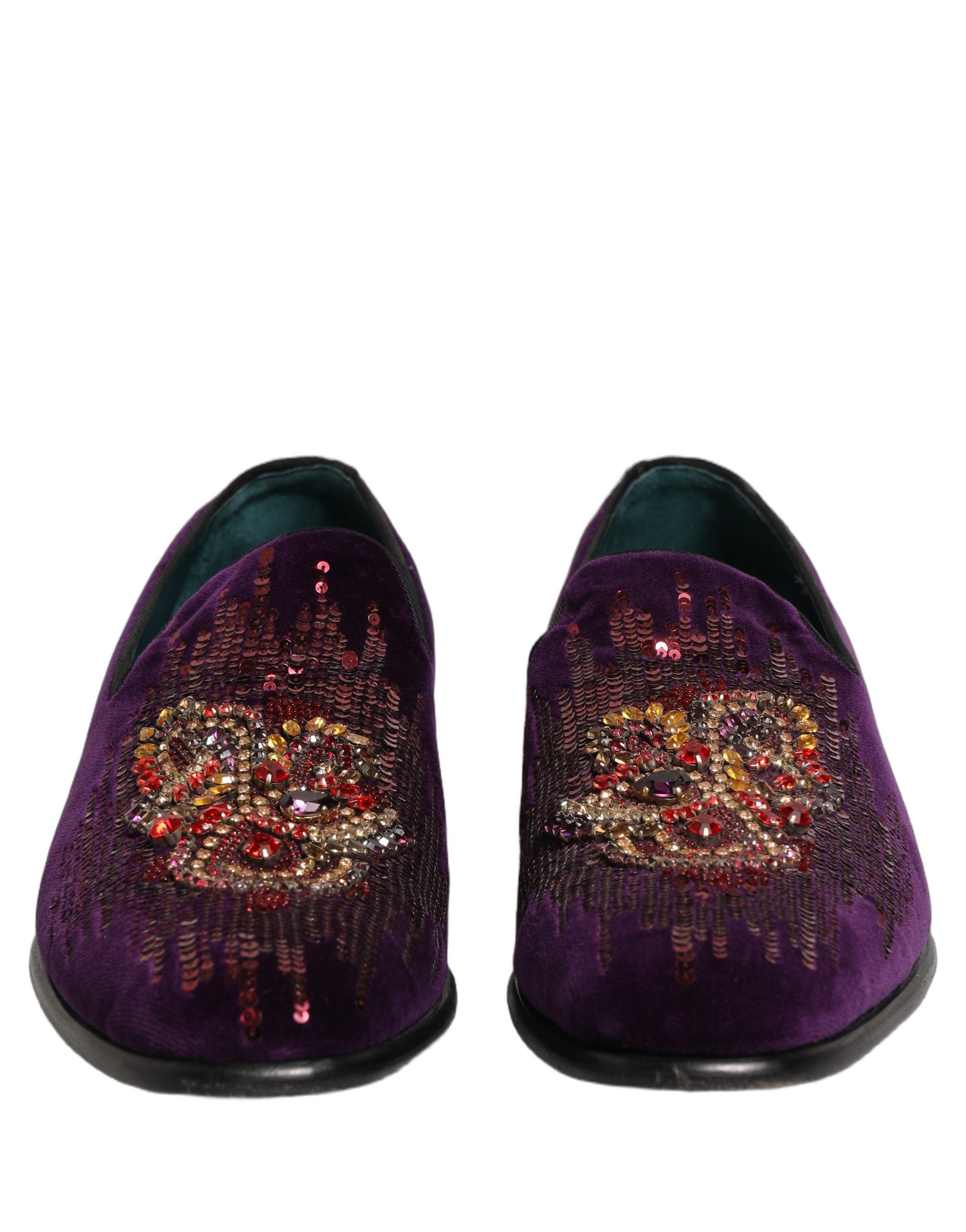 Dolce & Gabbana Violet Velvet Rhinestone Sequin Loafers Men's Shoes (P –  Bluefly