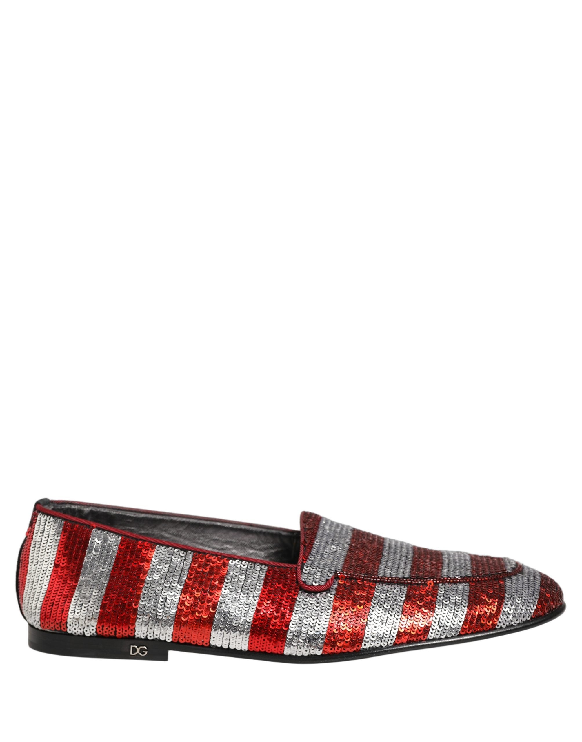 Dolce & Gabbana Multicolor Flag Sequin Dress Loafers Men's Shoes