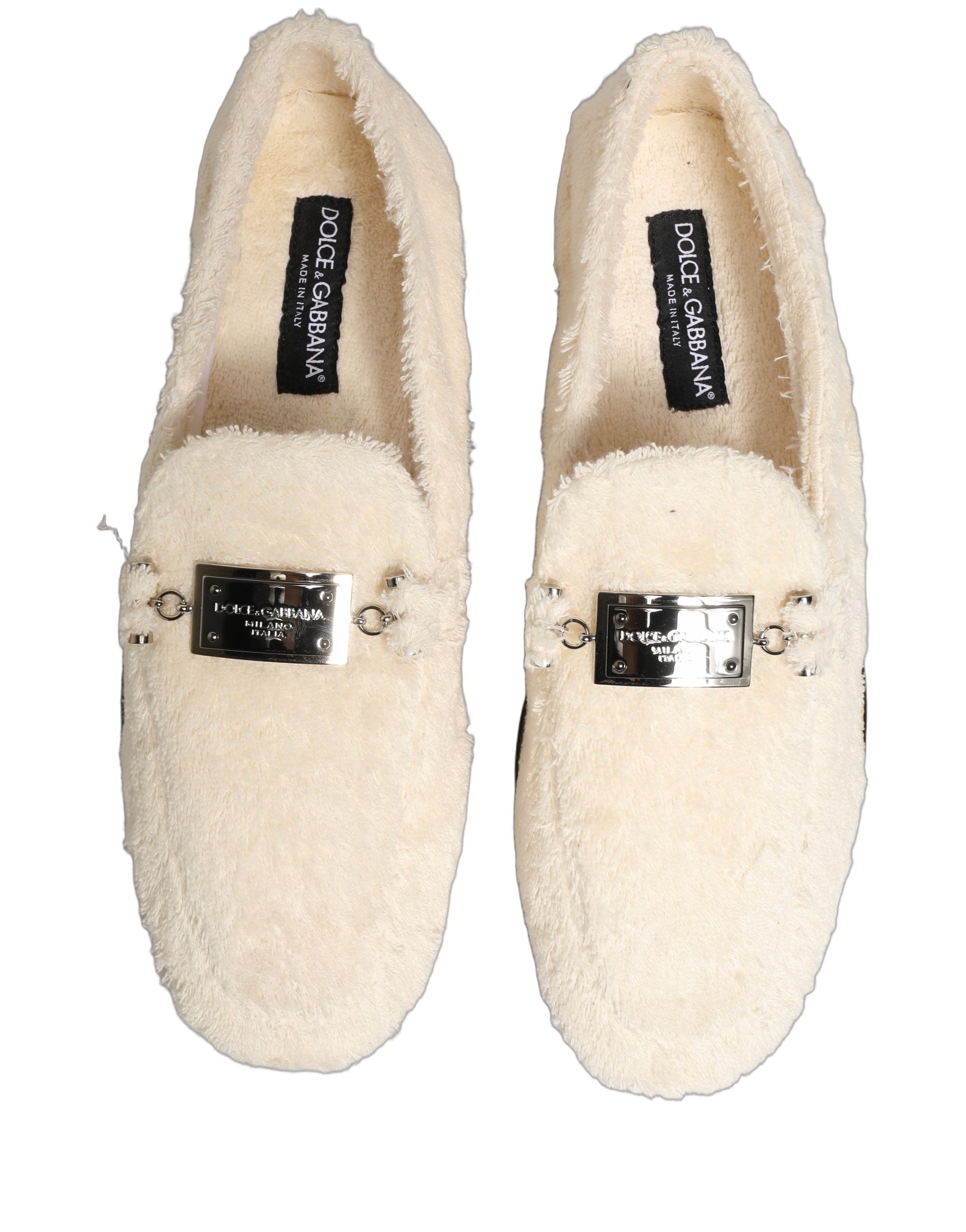 Dolce & Gabbana White Fur Shearling Men Dress Loafers Men's Shoes
