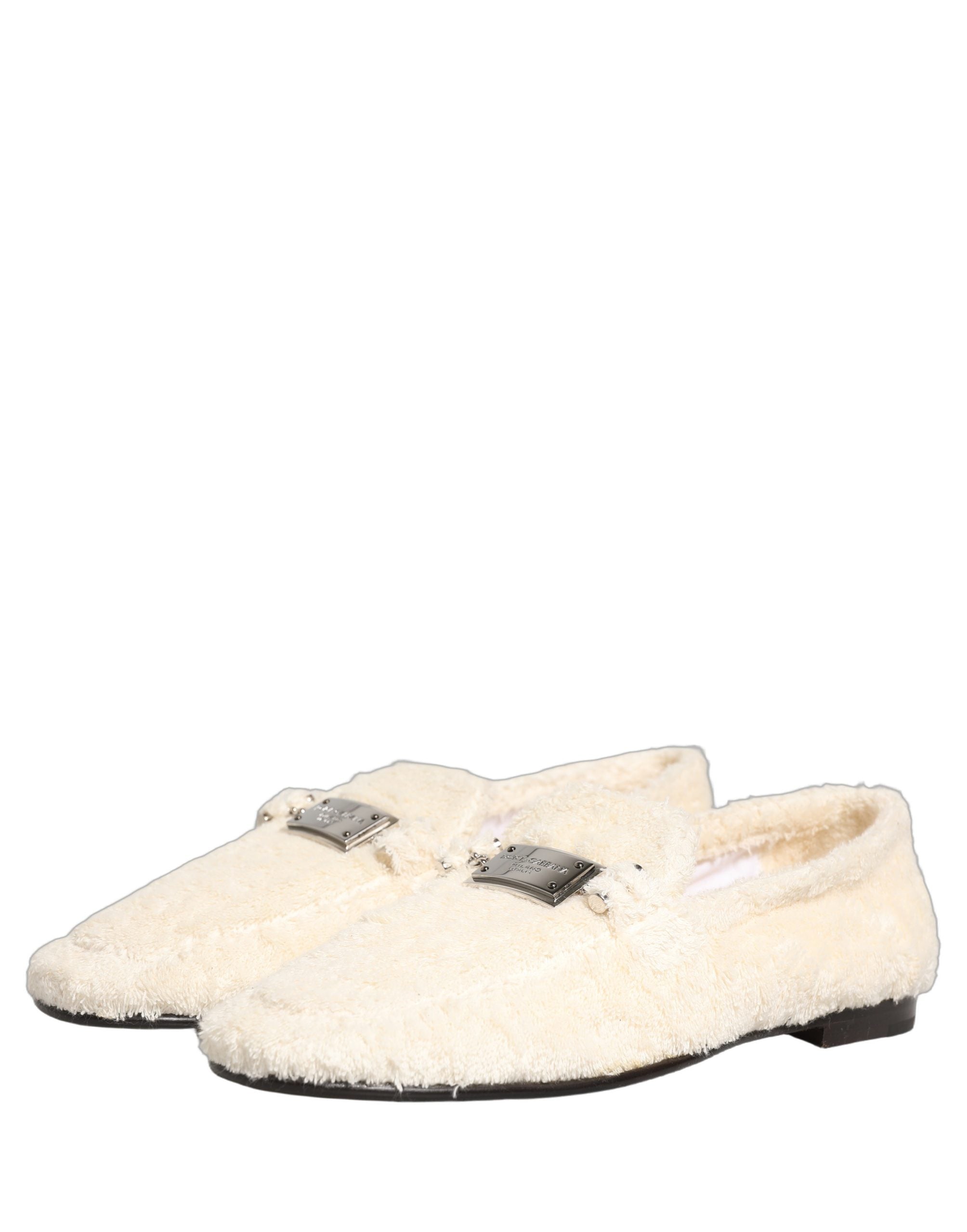 Dolce & Gabbana White Fur Shearling Men Dress Loafers Men's Shoes