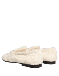 Dolce & Gabbana White Fur Shearling Men Dress Loafers Men's Shoes