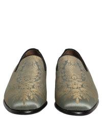 Dolce & Gabbana Gold Floral Jacquard Slip On Loafers Men's Shoes