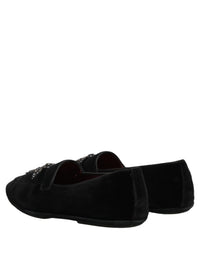 Dolce & Gabbana Black Suede Embellished Dress Loafers Men's Shoes
