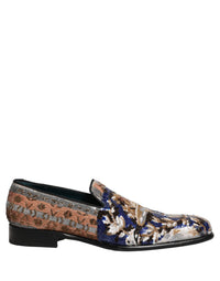 Dolce & Gabbana Multicolor Embroidered Sequin Loafers Men's Shoes