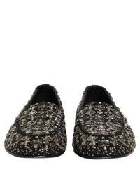 Dolce & Gabbana Silver Leather Logo Slip On Loafers Men's Shoes