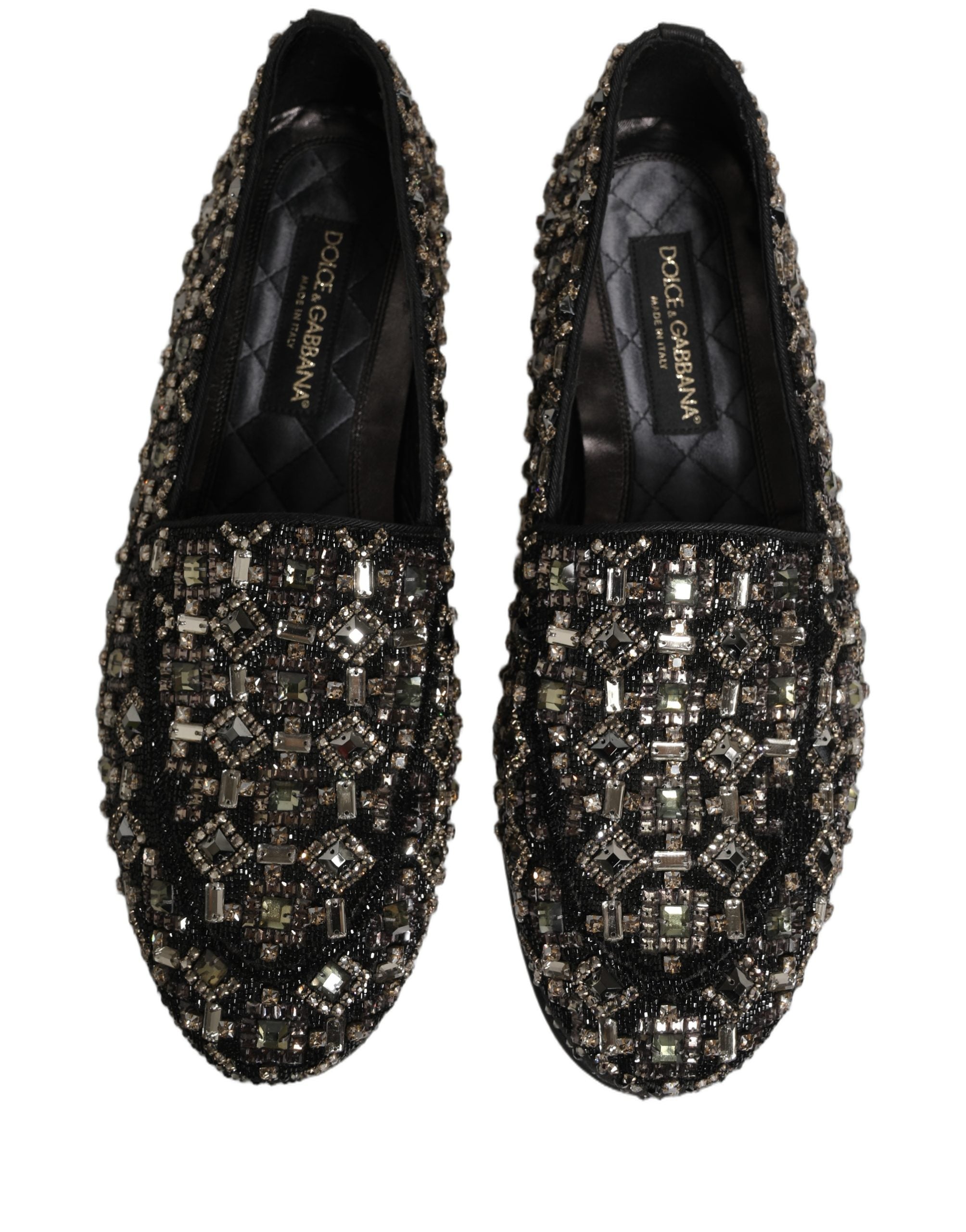 Dolce & Gabbana Silver Leather Logo Slip On Loafers Men's Shoes
