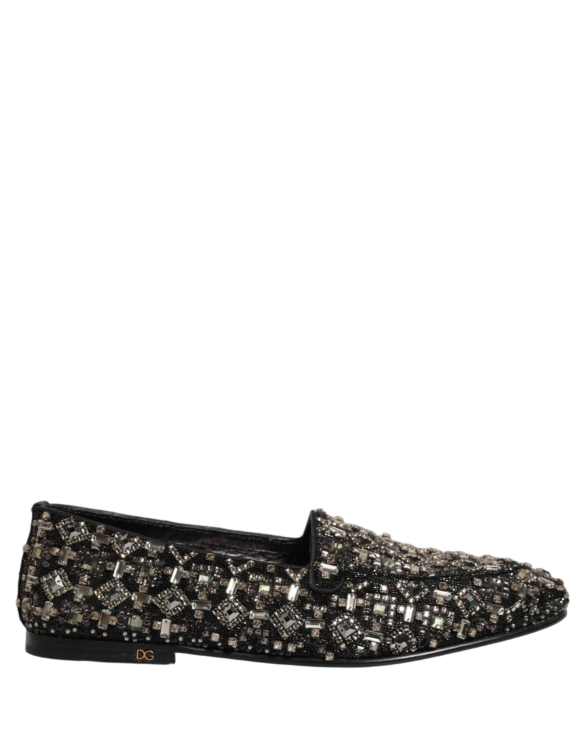 Dolce & Gabbana Silver Leather Logo Slip On Loafers Men's Shoes