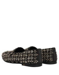 Dolce & Gabbana Black Crystal Embellished Dress Loafers Men's Shoes