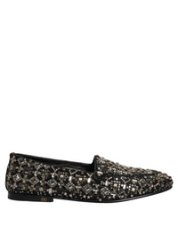Dolce & Gabbana Black Crystal Embellished Dress Loafers Men's Shoes