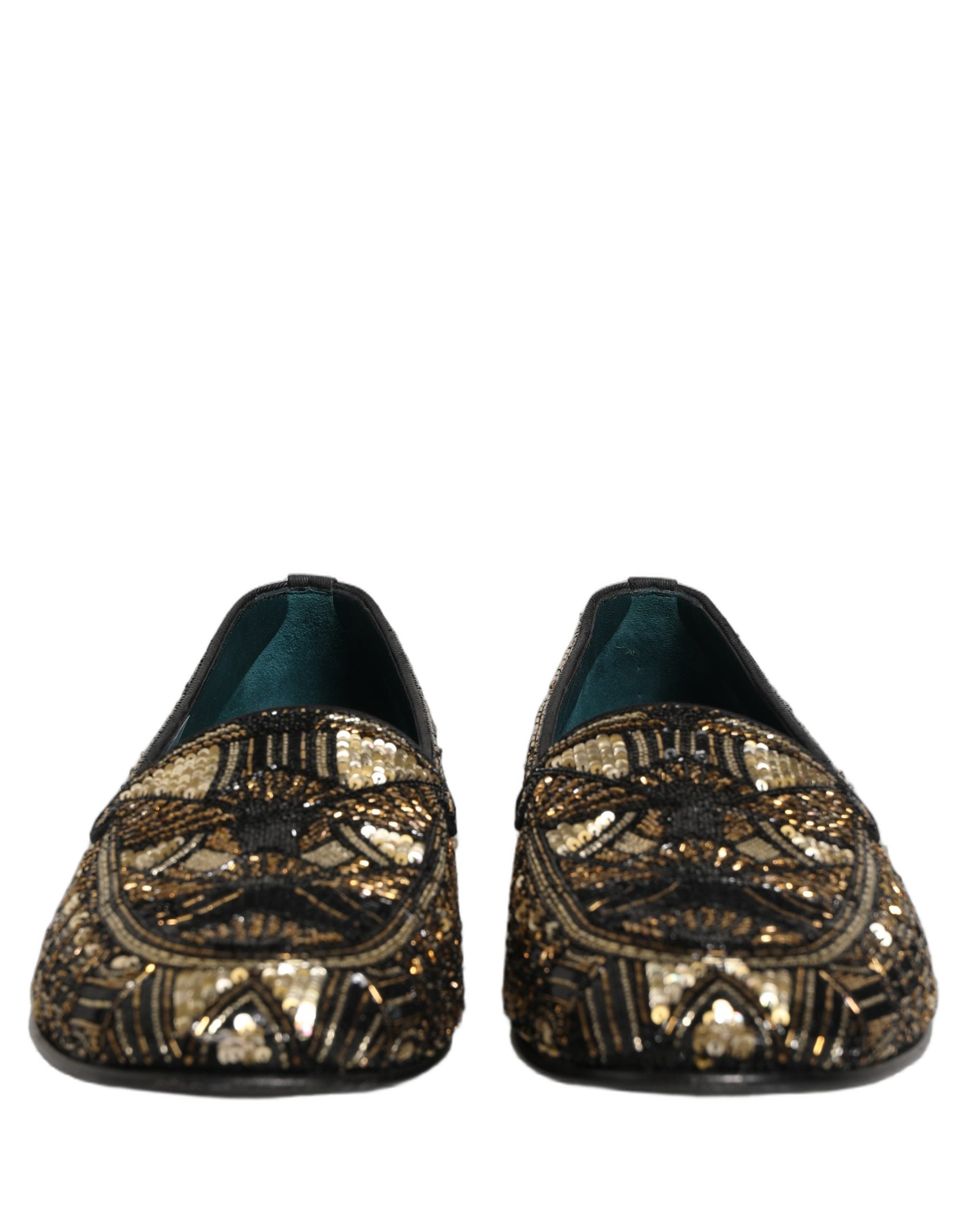 Dolce & Gabbana Black Gold Embellished Slip On Loafers Men's Shoes – Bluefly