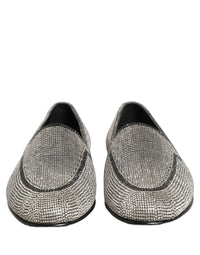 Dolce & Gabbana Silver Crystal Embellished Men Loafers Men's Shoes