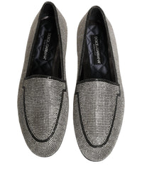Dolce & Gabbana Silver Crystal Embellished Men Loafers Men's Shoes