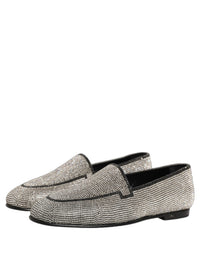 Dolce & Gabbana Silver Crystal Embellished Men Loafers Men's Shoes