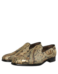 Dolce & Gabbana Gold Brocade Slip On Men Dress Loafers Men's Shoes