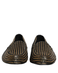 Dolce & Gabbana Black Gold Sequined Men Dress Loafers Men's Shoes