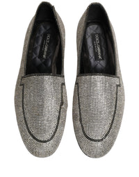 Dolce & Gabbana Silver Crystal Embellished Men Loafers Men's Shoes