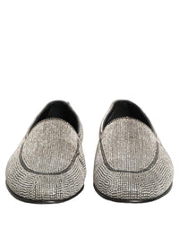 Dolce & Gabbana Silver Crystal Embellished Men Loafers Men's Shoes