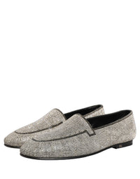 Dolce & Gabbana Silver Crystal Embellished Men Loafers Men's Shoes