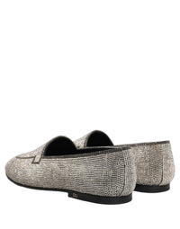 Dolce & Gabbana Silver Crystal Embellished Men Loafers Men's Shoes